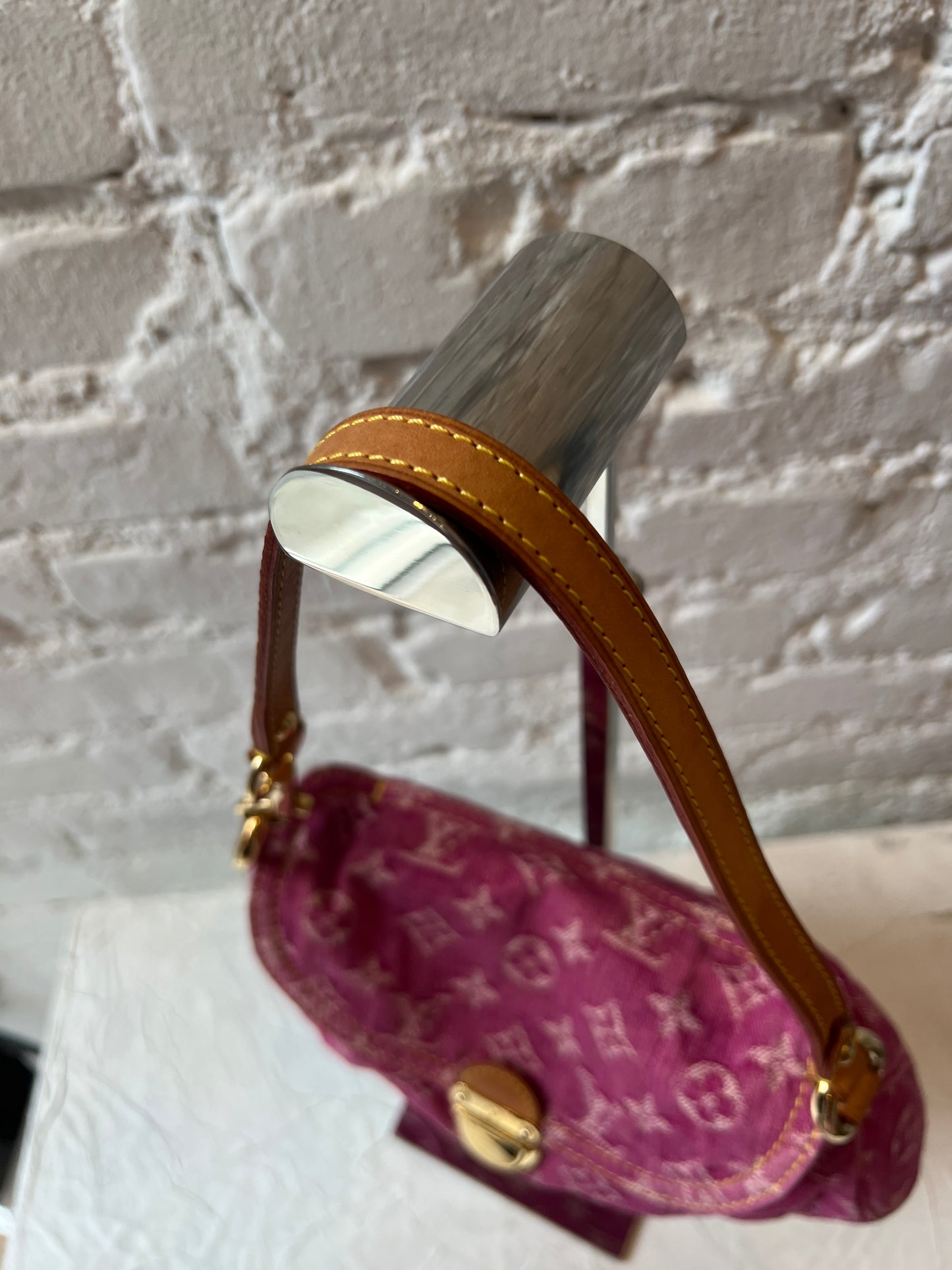 Louis Vuitton Denim Pleaty Handbag in Pink