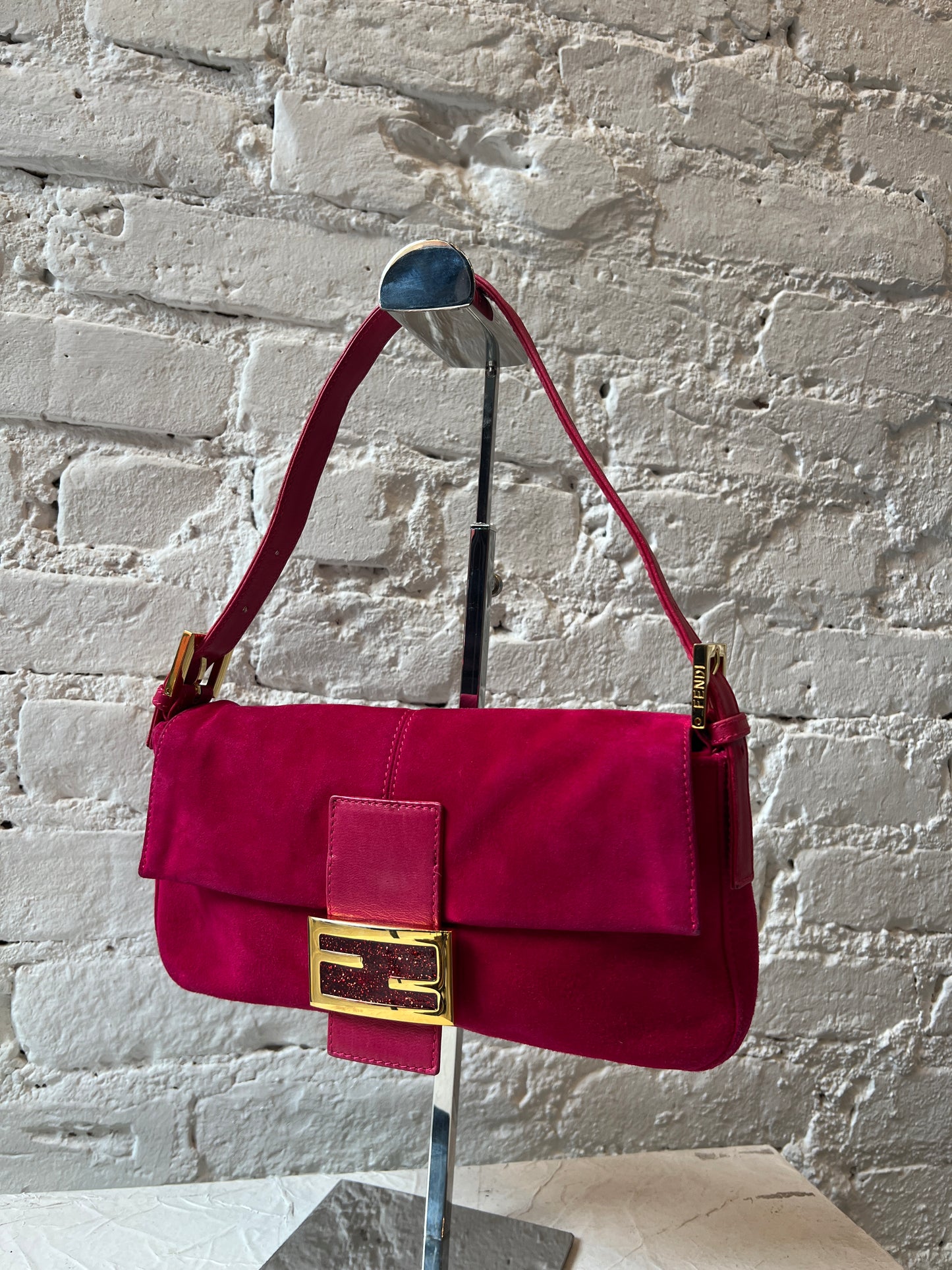 Fendi Baguette Pink Suede