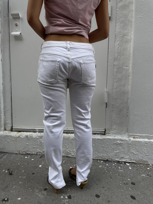 Dolce & Gabbana Y2K White Denim Ankle Zip Jeans