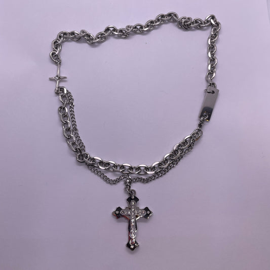 Silver Cross Choker