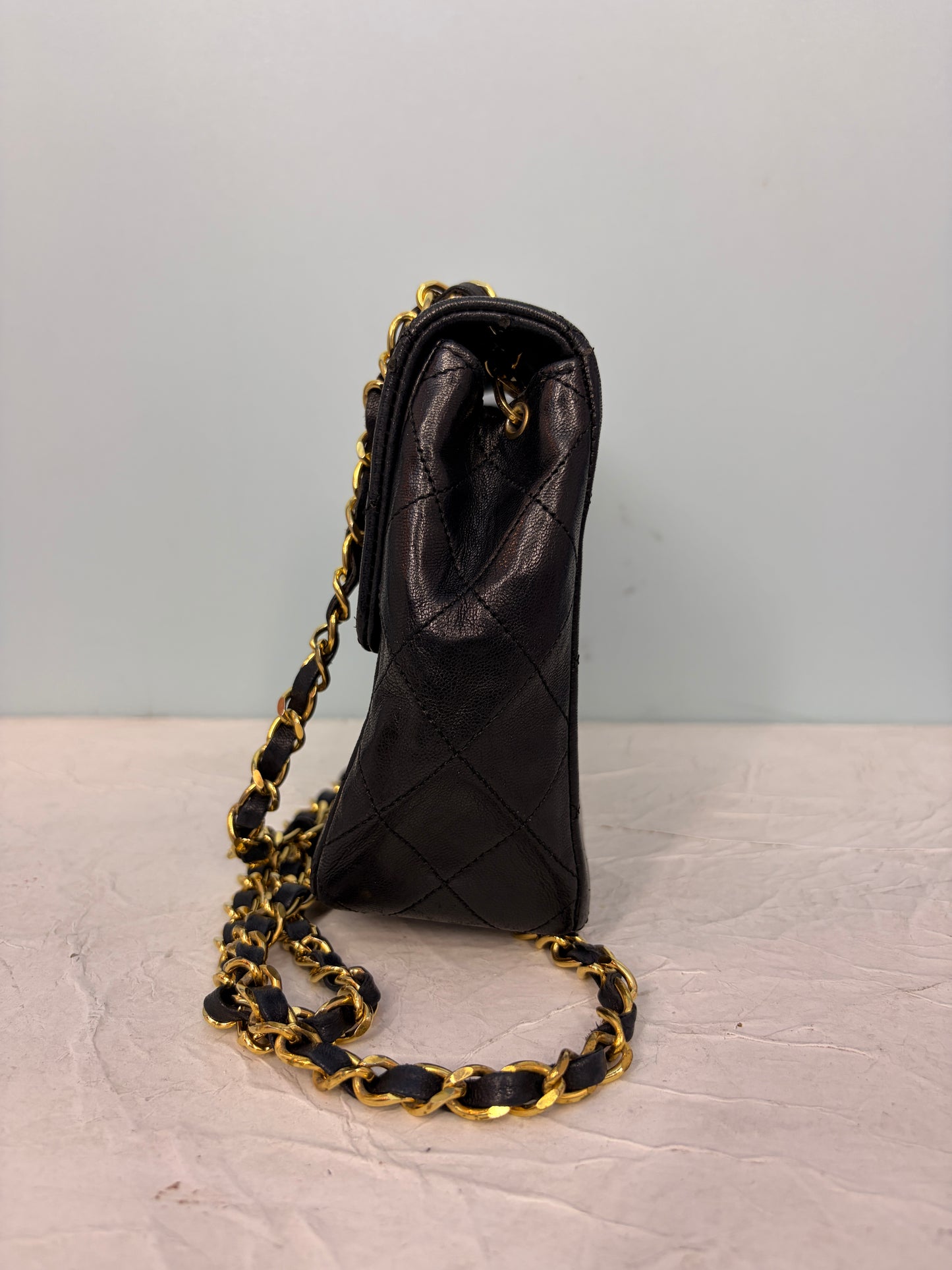 Chanel Black Quilted Leather Square Flap (18K Gold-Plated Hardware)