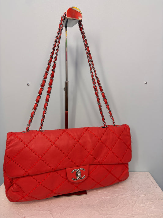 Chanel Large Quilted Leather Ultimate Stitch Flap Bag in Orange