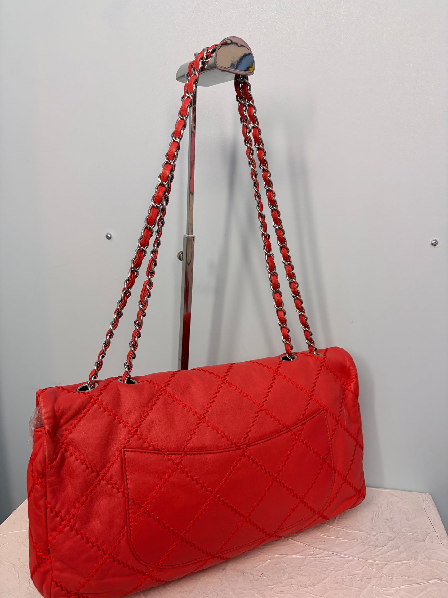 Chanel Large Quilted Leather Ultimate Stitch Flap Bag in Orange