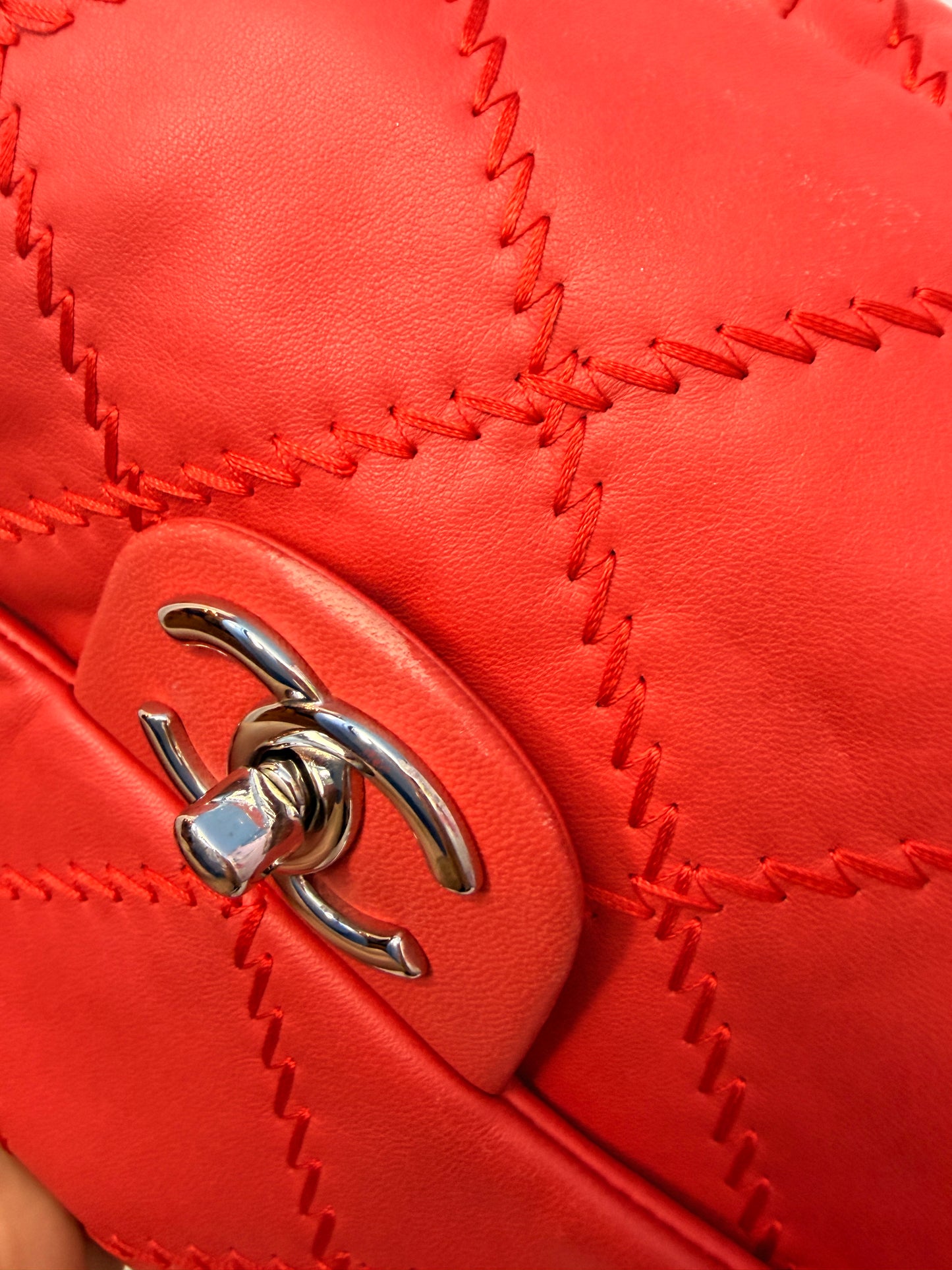 Chanel Large Quilted Leather Ultimate Stitch Flap Bag in Orange