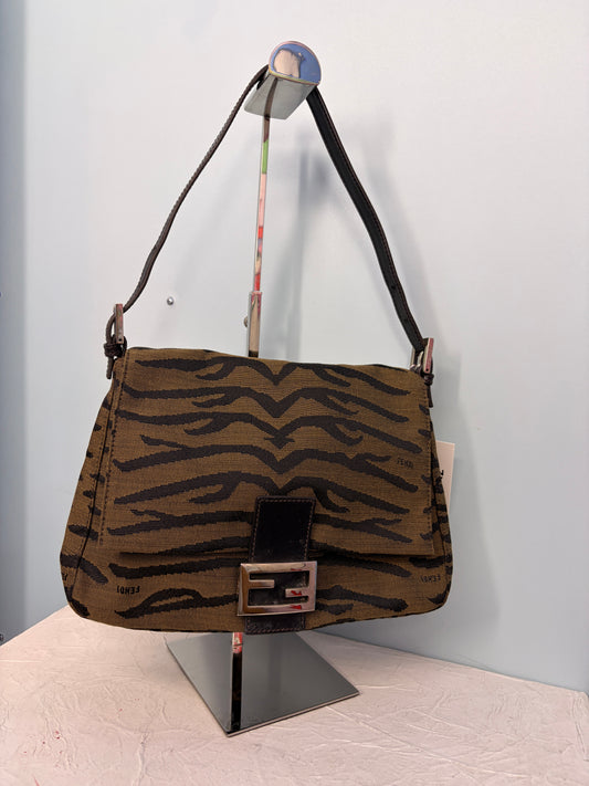 Fendi Mamma Baguette in Rare Brown Tiger Stripe Canvas
