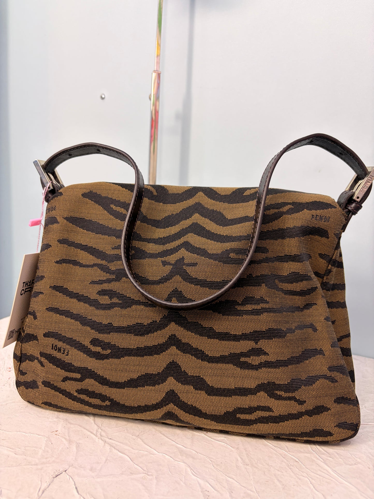 Fendi Mamma Baguette in Rare Brown Tiger Stripe Canvas