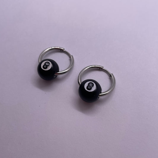 8-Ball Hoop Earrings