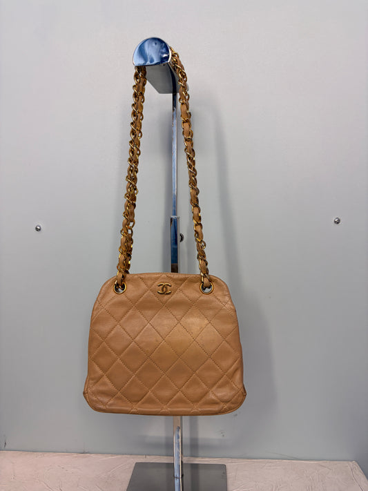 Chanel Matelassé Chain Shoulder Bag in Nude