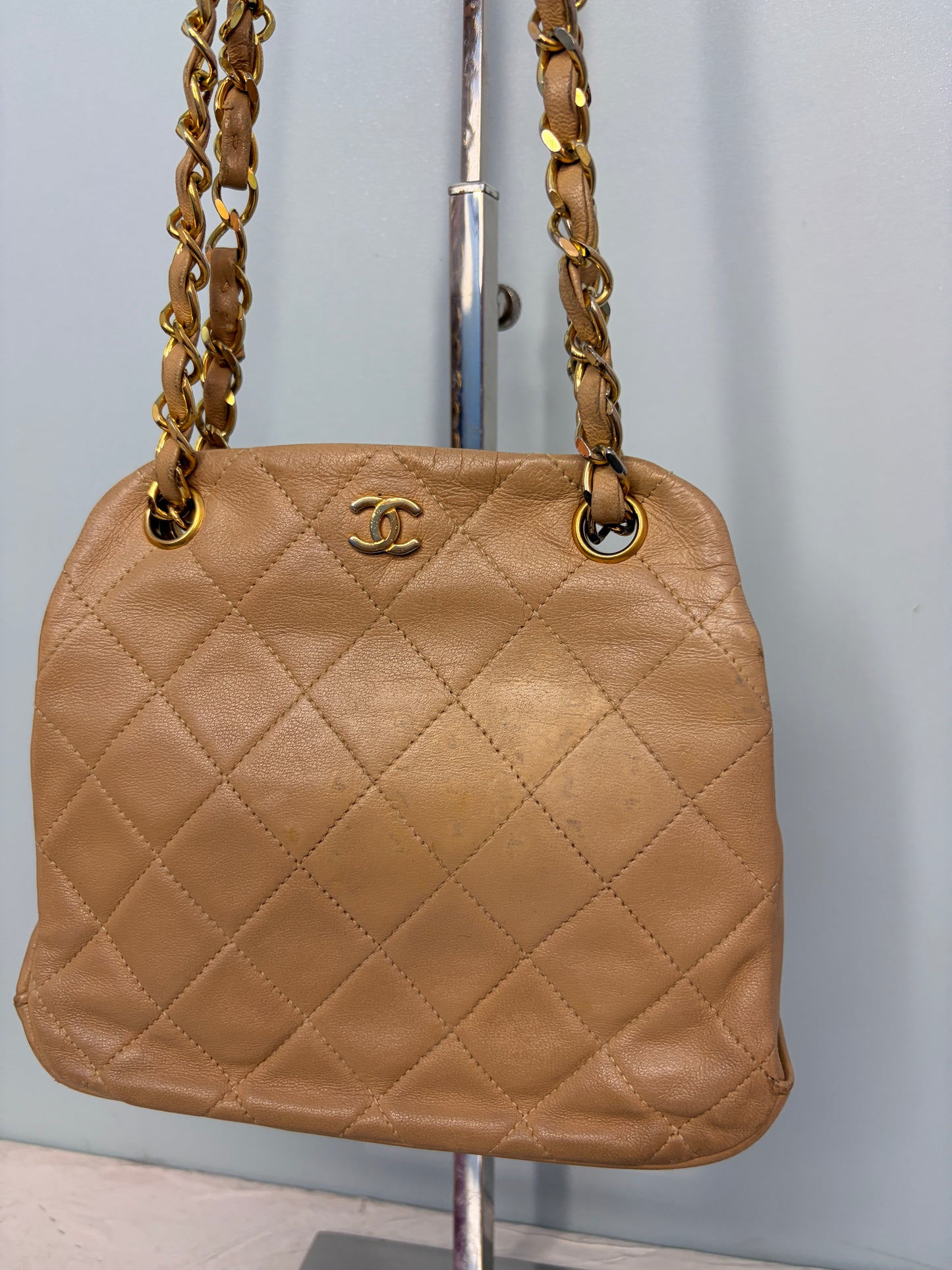 Chanel Matelassé Chain Shoulder Bag in Nude