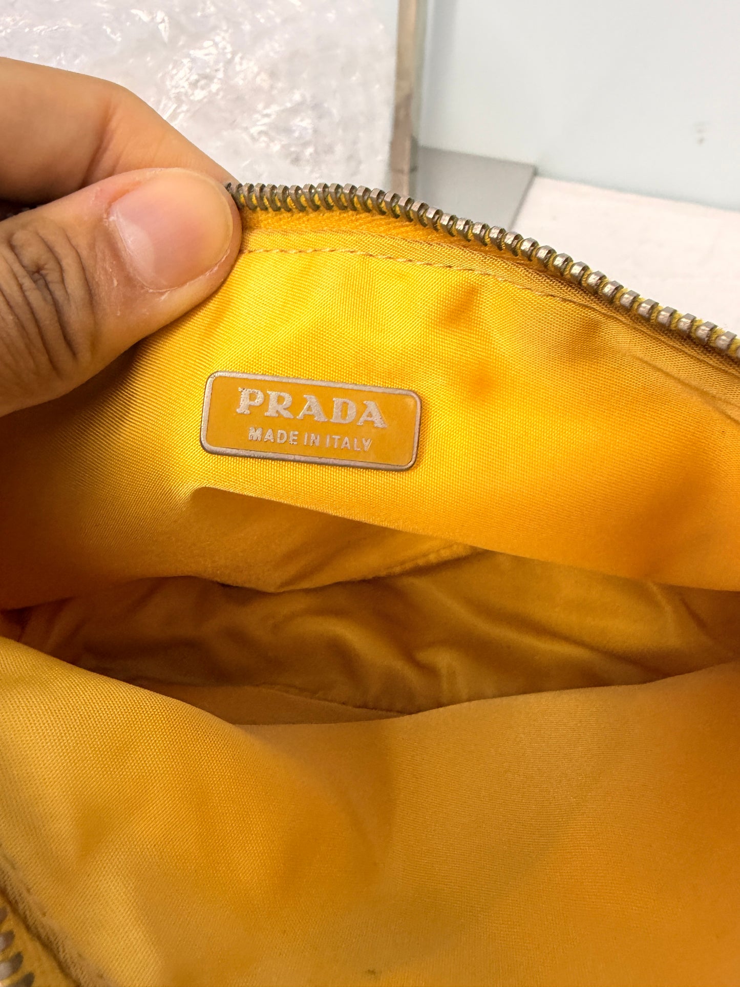 Prada Nylon Mini Shoulder Bag in Yellow