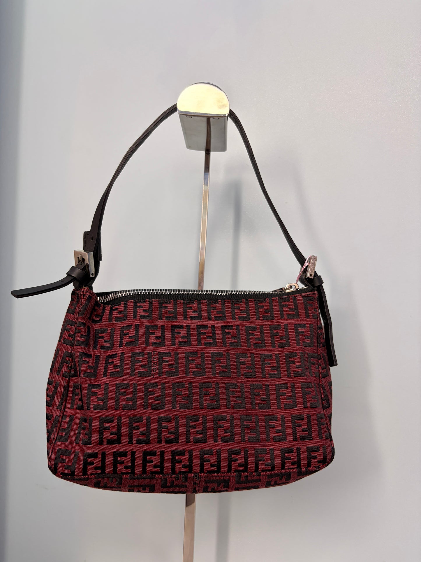 Fendi Zucchino Handle Bag in Black and Red