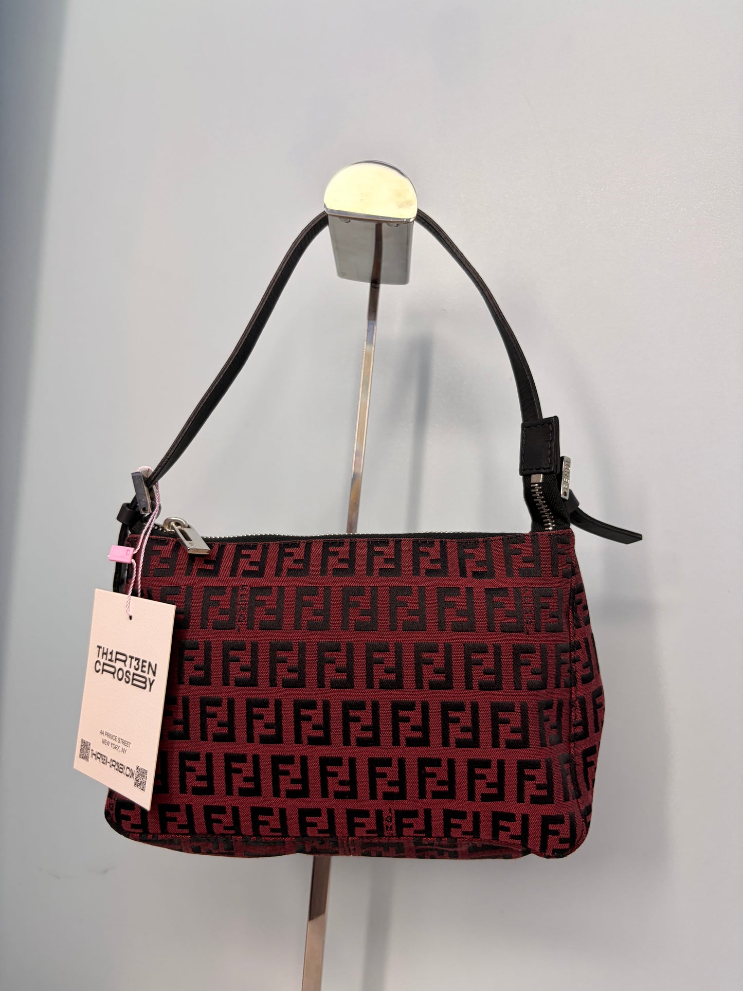 Fendi Zucchino Handle Bag in Black and Red