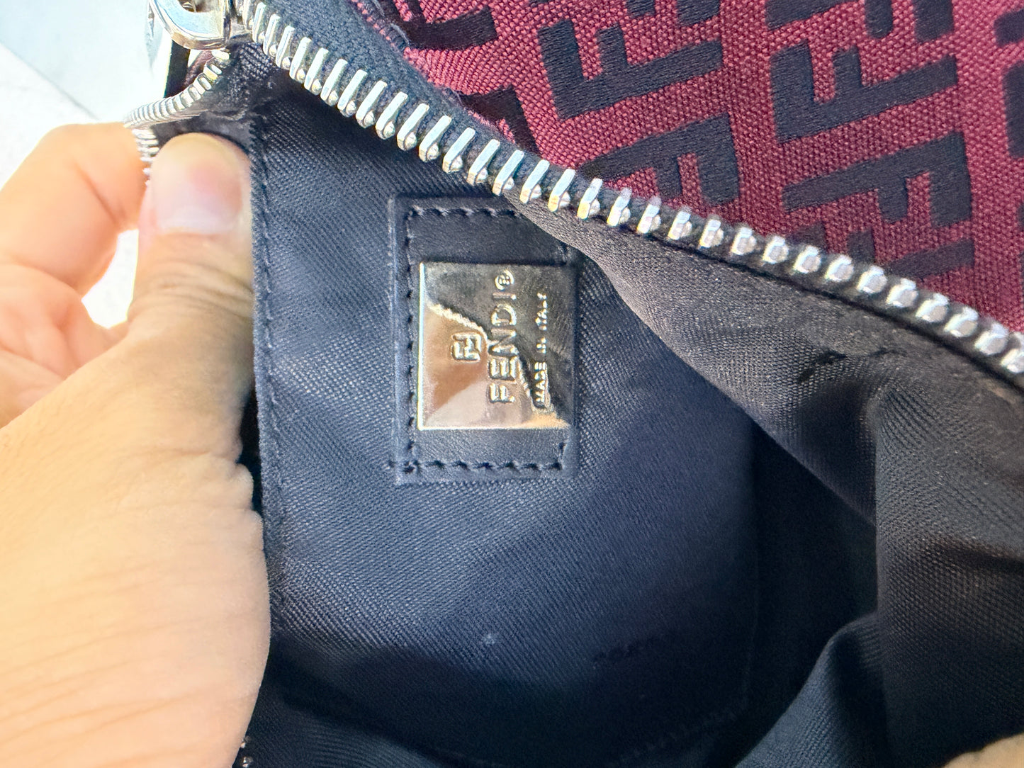 Fendi Zucchino Handle Bag in Black and Red