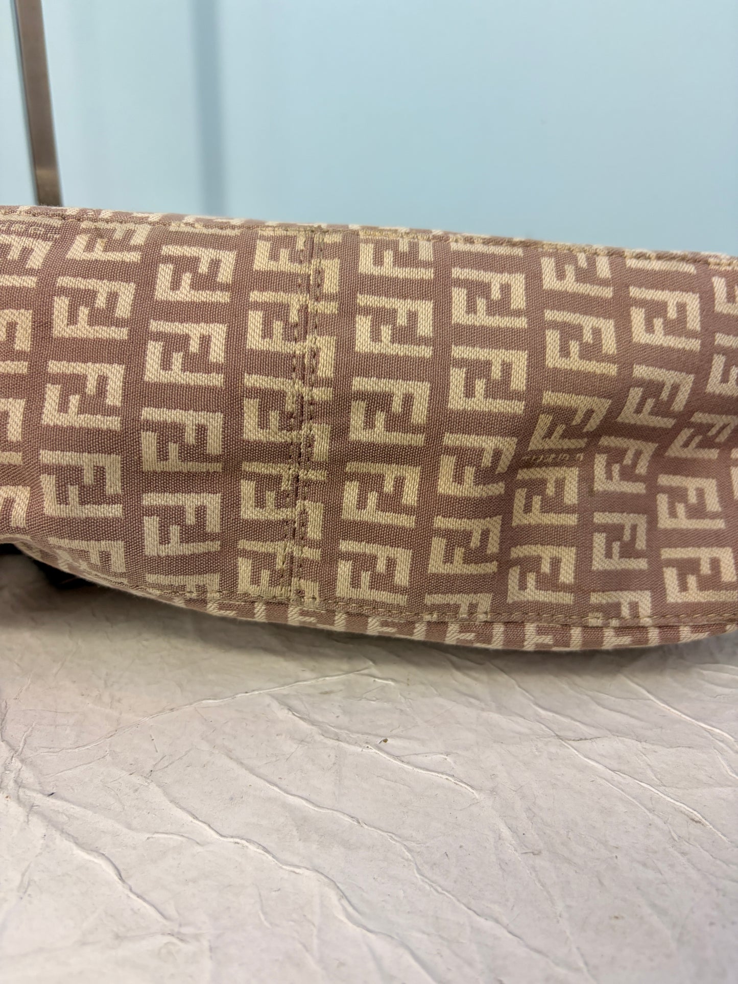 Fendi Zucchino Shoulder Bag in Pink with Gold Hardware