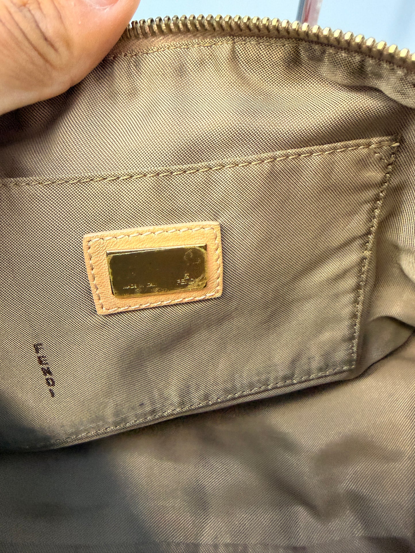 Fendi Zucchino Shoulder Bag in Pink with Gold Hardware