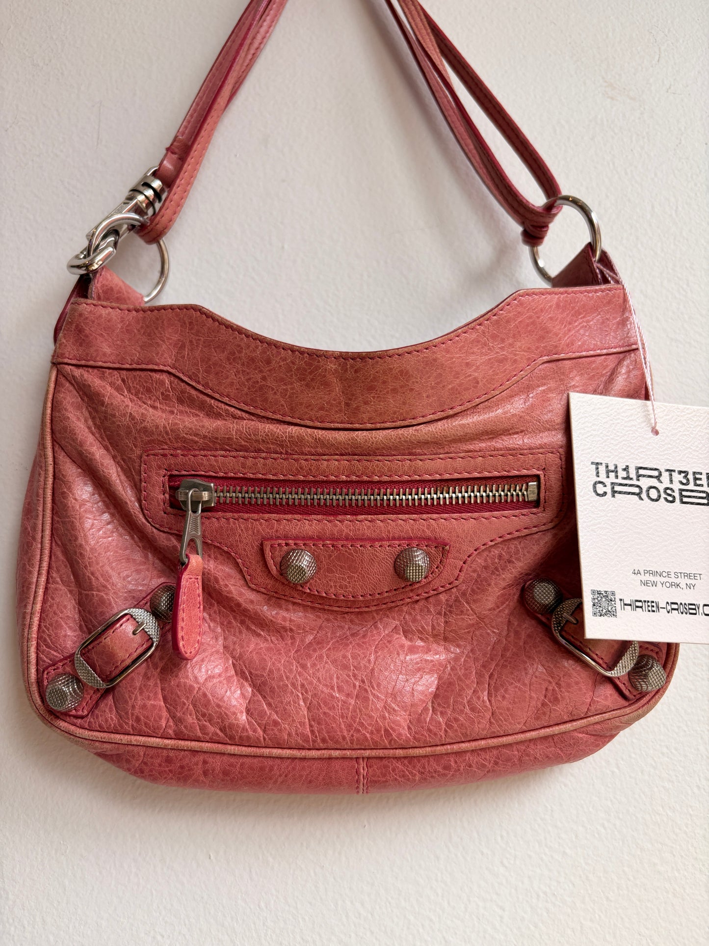 Balenciaga Pink Moto Crossbody Bag