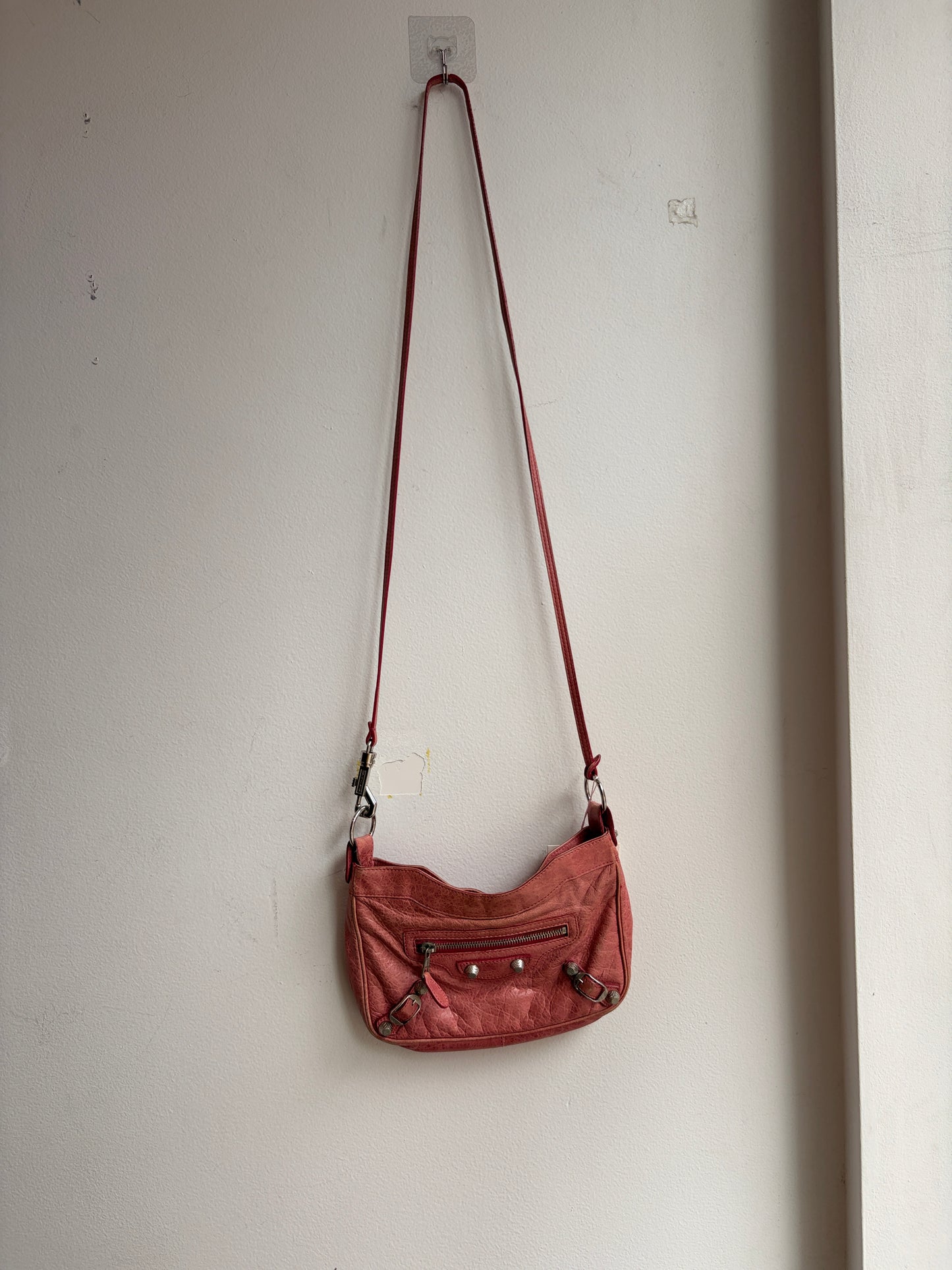 Balenciaga Pink Moto Crossbody Bag