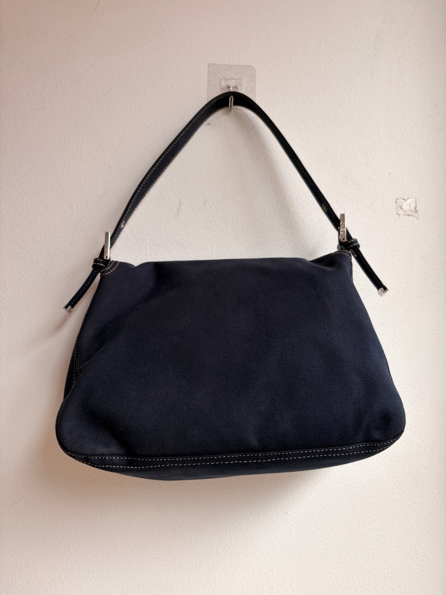 Fendi Denim Mamma Baguette in Navy with Marble FF Clasp