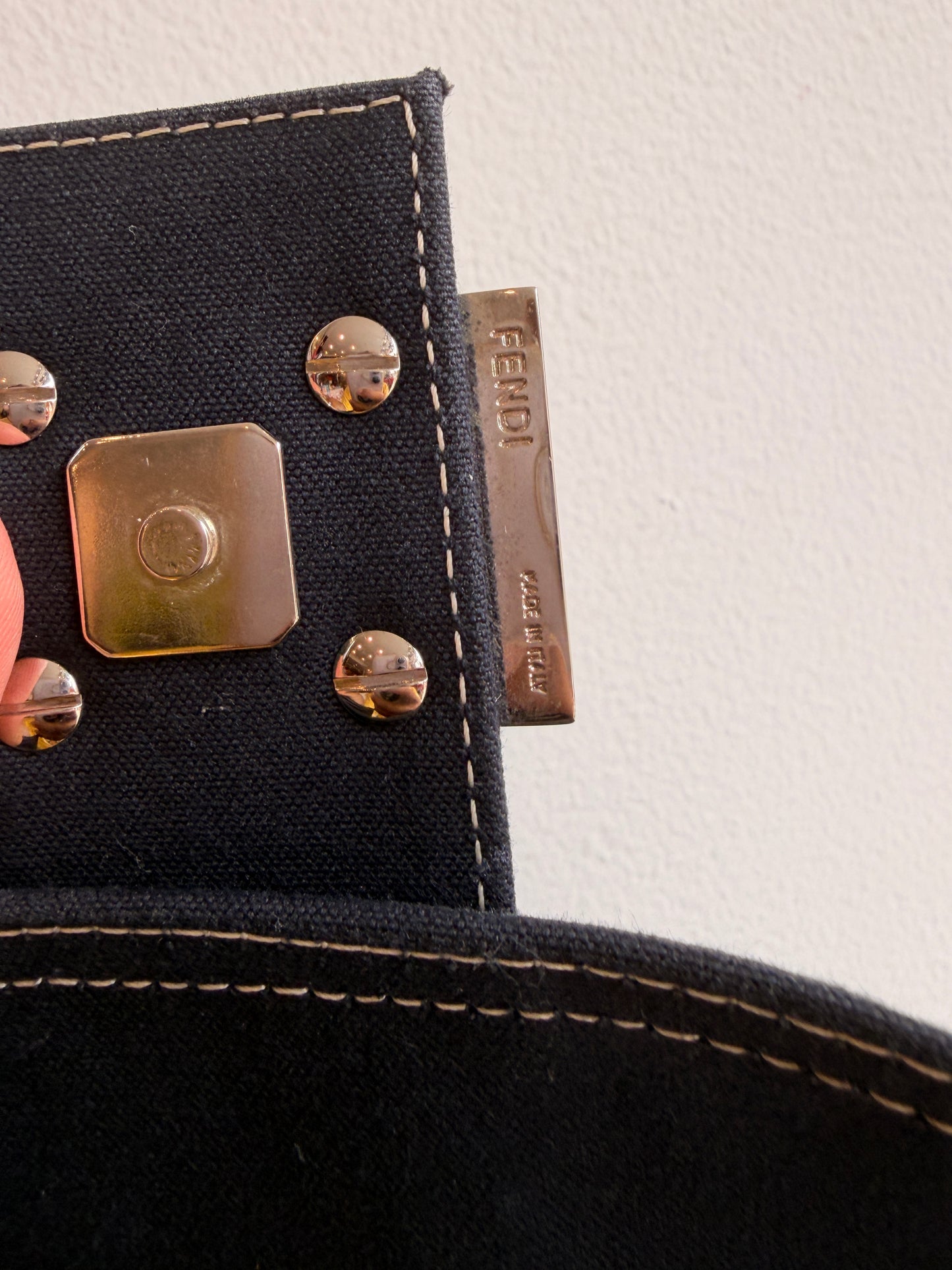 Fendi Denim Mamma Baguette in Navy with Marble FF Clasp