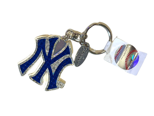 NY Yankee Logo Sparkly Keychain