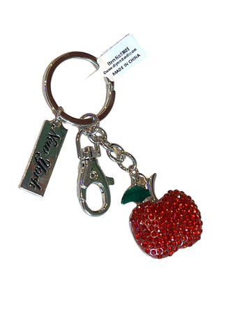 Rhinestone Apple Keychain