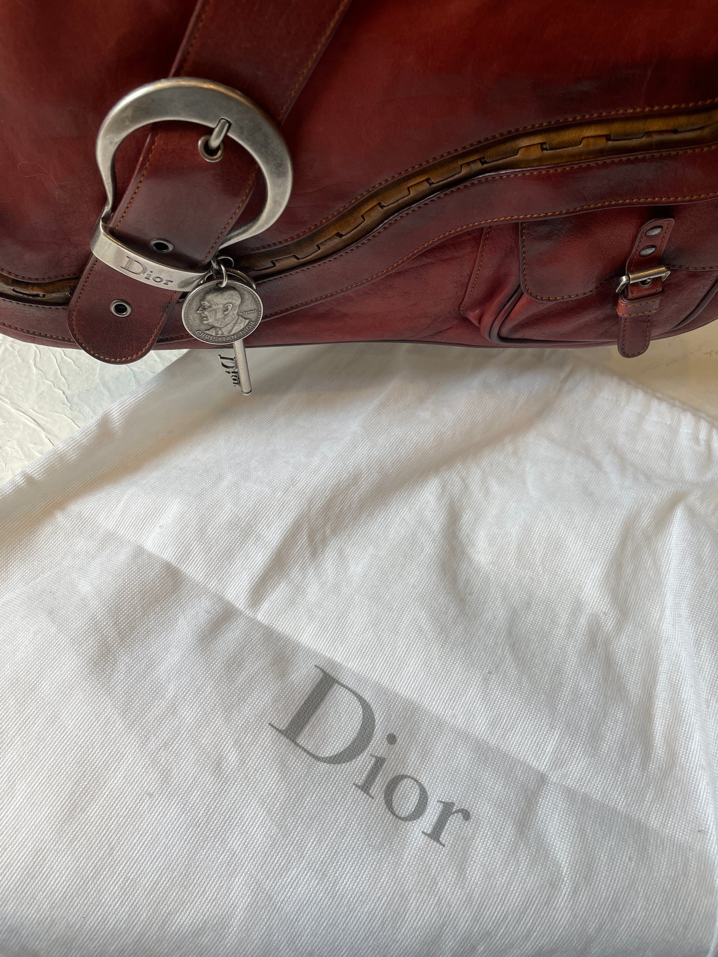 Christian Dior Gaucho Saddle Bag (Red)