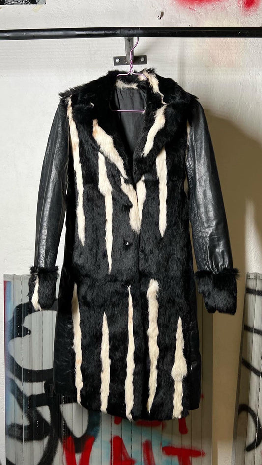 Vintage Black and White Fur Coat
