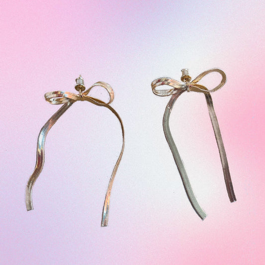 Gold Hanging Ribbon Earrings
