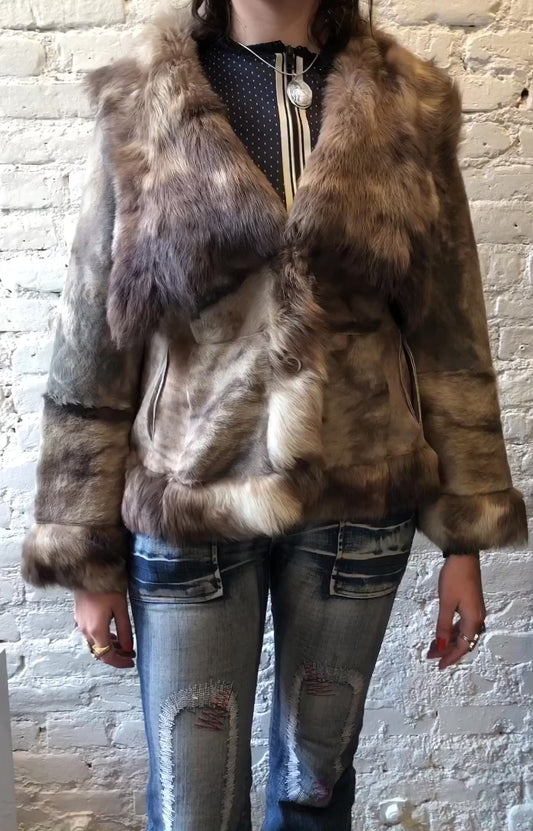 Vintage Lamb leather Fur Coat