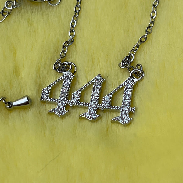 444 Angel Numbers Necklace (Silver)