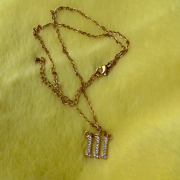 111 Angel Numbers Necklace (Gold)