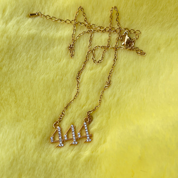 444 Angel Numbers Necklace (Gold)