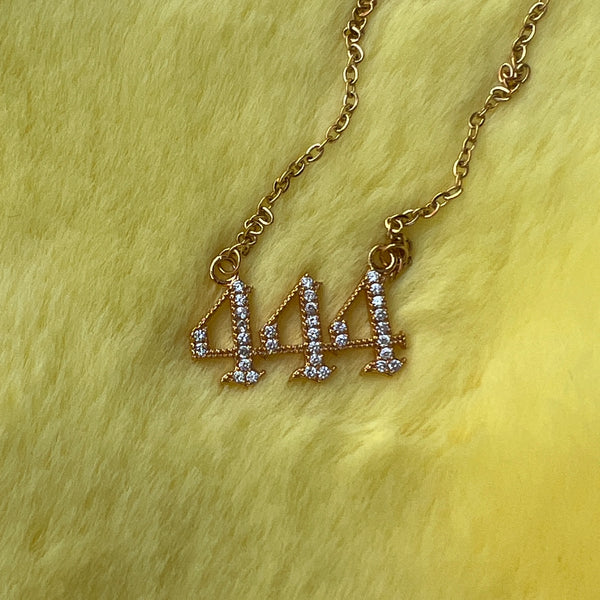 444 Angel Numbers Necklace (Gold)
