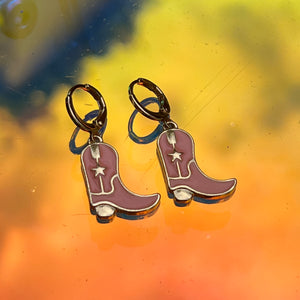 Cowboy Boot Earrings Pink