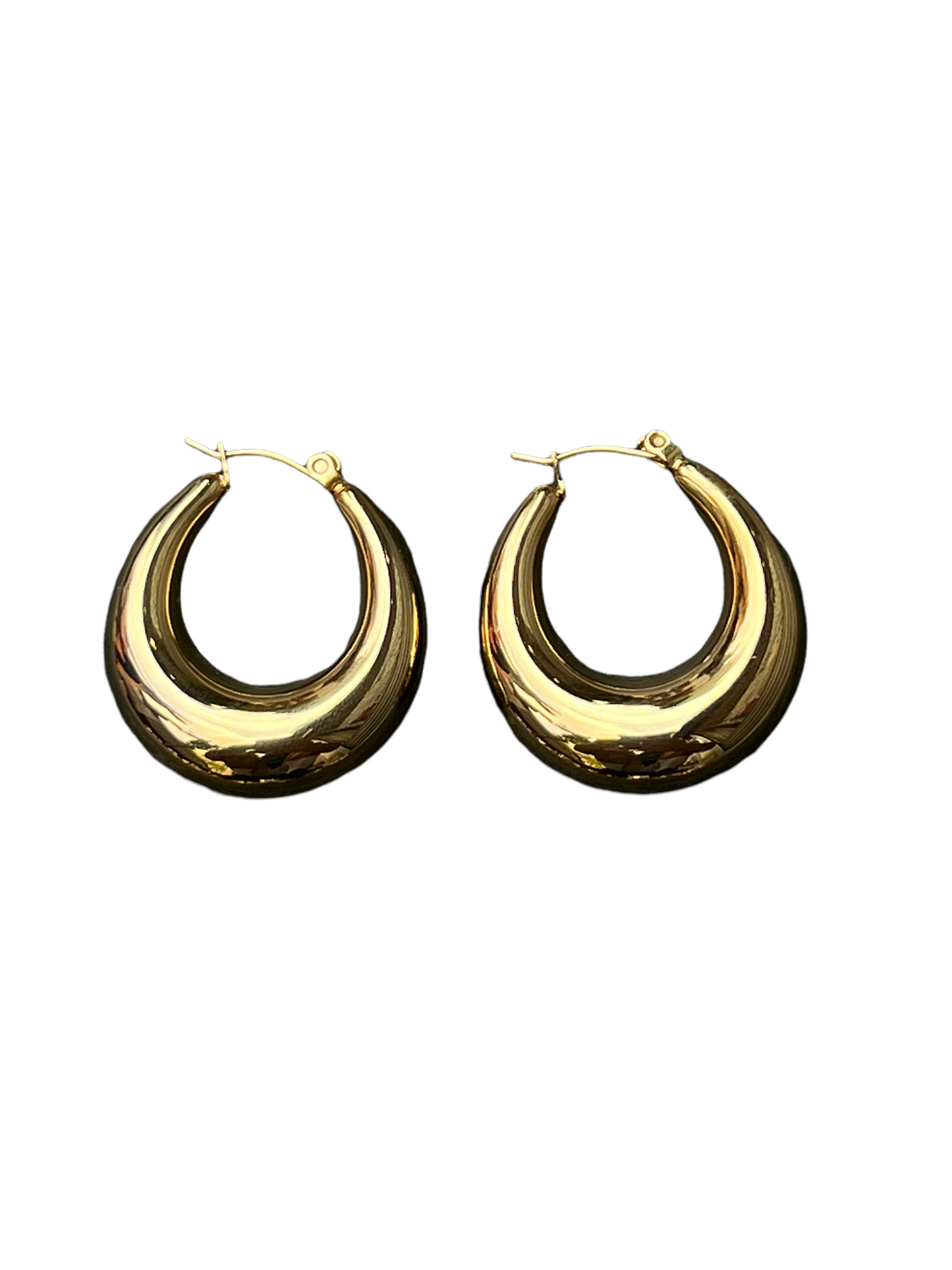 14K Gold Plated Rounded Hoop Earrings