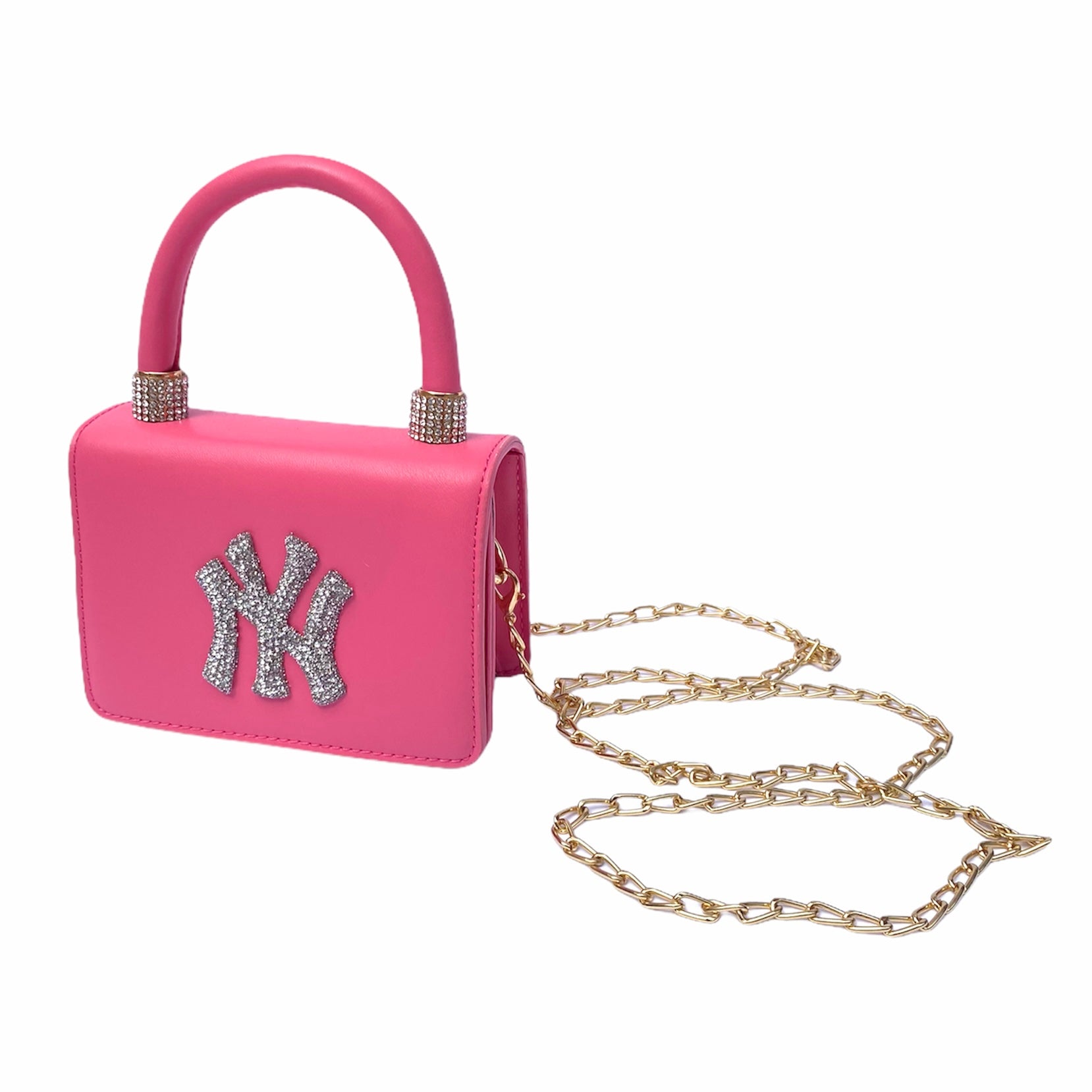 Pink Glitter Pearl Rhinestones Clutch Purse Crossbody Chain Bags | Baginning